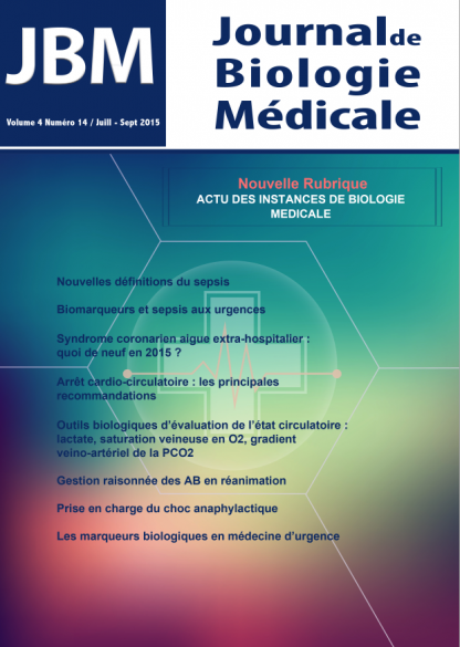 JBM. Juill–Sept 2015 Vol 4 N°14 - Médecine d'urgences